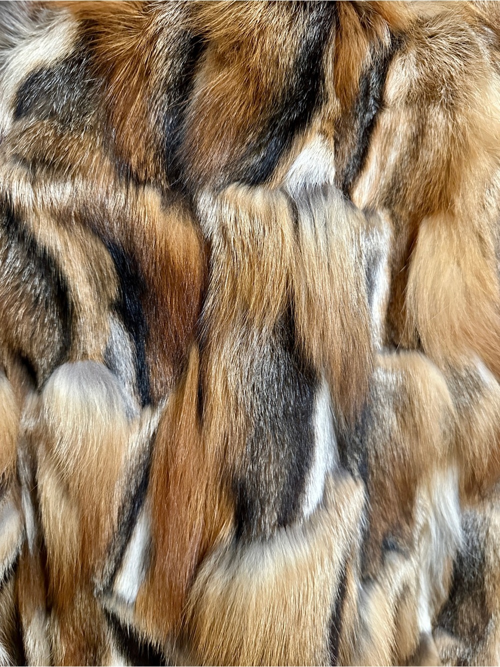 Luxury Women's Patchwork Red Fox Fur Coat - Plush Collared Jacket - Picture 3 of 6
